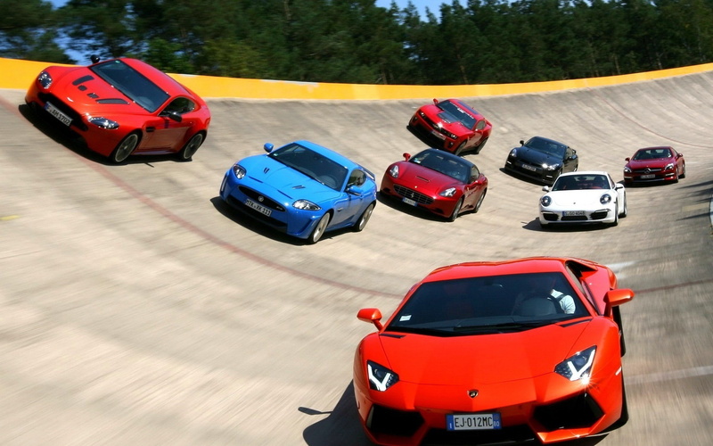 Super Car, Mercedes Benz SLS AMG, Lamborghini Aventador, Jaguar XKR, car, 1080P, Nissan GT R R35, Chevrolet Camaro SS