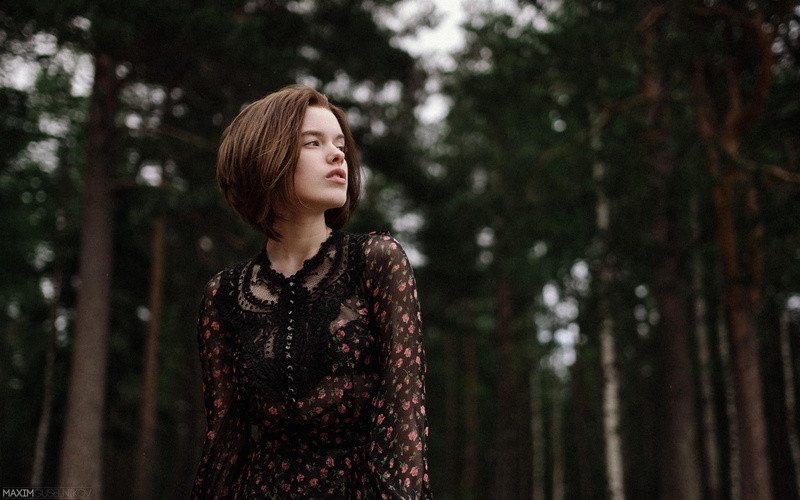 women, portrait, Maxim Guselnikov, Alina Bazanova, brunette, 1080P, short hair, model