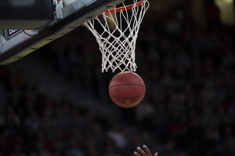 basketball - sport, anticipation, focus on foreground, mid-air, sport, close-up, basket, 5K, blurred motion, stadium, motion, net - sports equipment, making a basket
