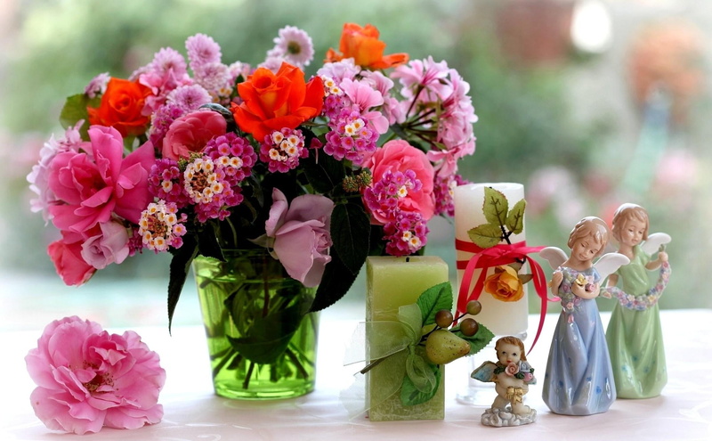 rose - Flower, day, beauty in nature, bouquet, close-up, representation, red, assorted, pink Color, candles, chrysanthemum, vulnerability, arrangement