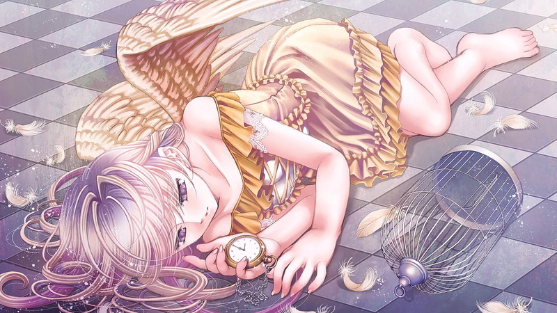 wings, sadness, angel, long hair, 1080P, anime, anime girls, original characters