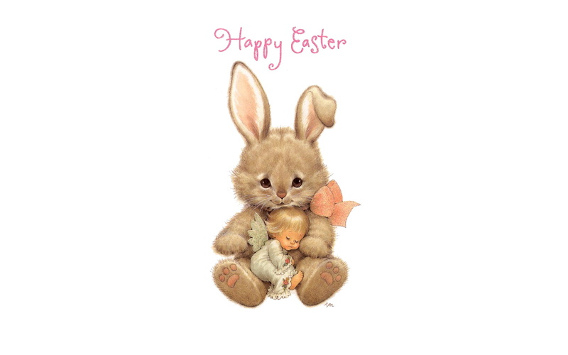 Angel, Child, 1080P, Little Girl, Easter, Bunny, Holiday, Happy Easter