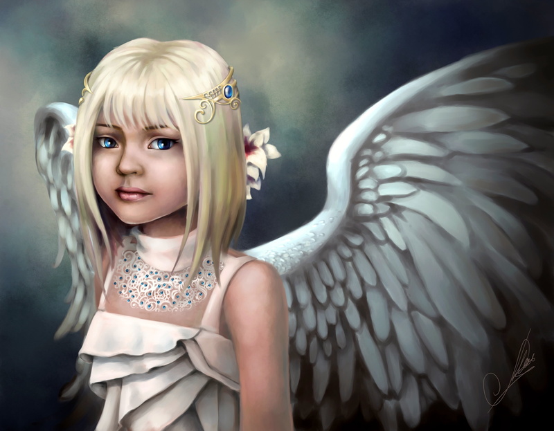 cute, Child, children, 4K, girl, Blonde, fantasy, angel, Little, Girls, wings, angels