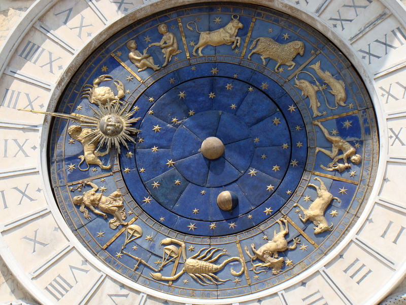 roman, low angle view, astrology sign, venice, beautiful, clock face, time, blue, 2K, golden, the signs of the zodiac, architecture, clock tower, astronomy