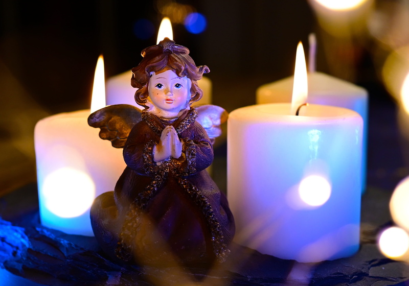purple, no people, close-up, figurine, representation, art and craft, christmas jewelry, candlelight, spirituality, indoors, burning, angel, fire, candle
