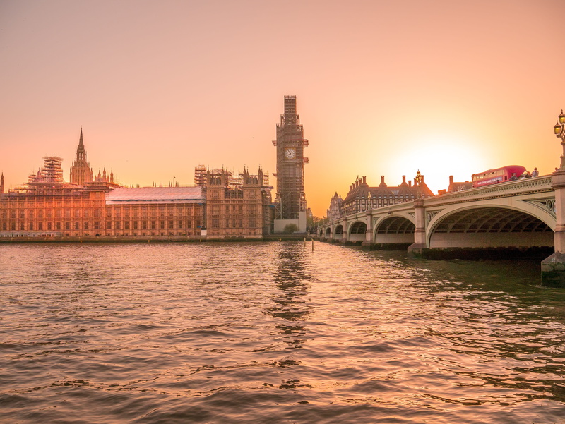 double decker bus, chimneys, united kingdom, parliament, arch bridge, building exterior, bus, nature, bridge, sky, cityscape, river thames, bridge - man made structure