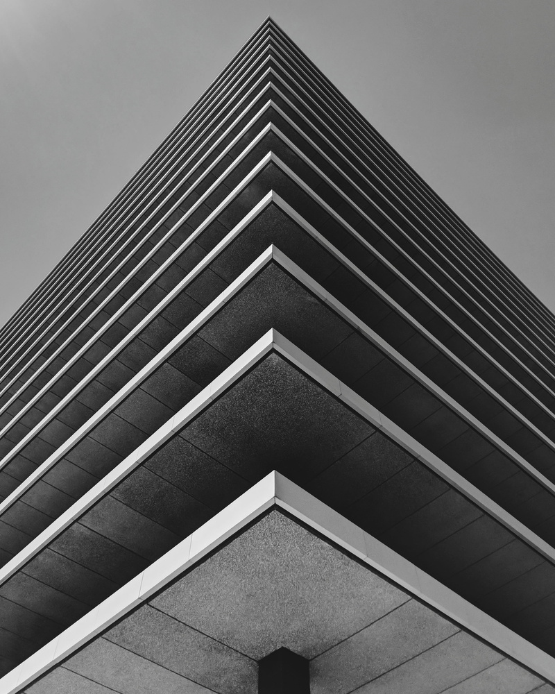 built structure, sky, tall - high, office building exterior, directly below, building, shape, modern, arrows, building exterior, los angeles, water and power building