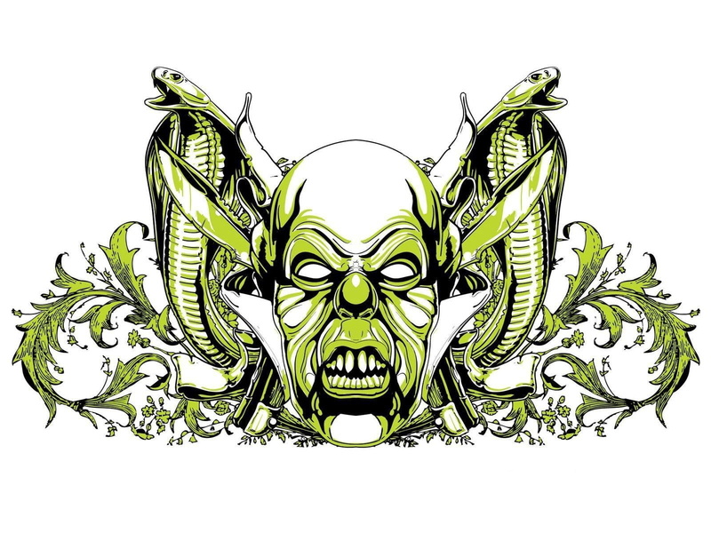 tattoo, green, pattern, representation, digital composite, isolated, human representation, no people, angel, white background, monster - Fictional Character