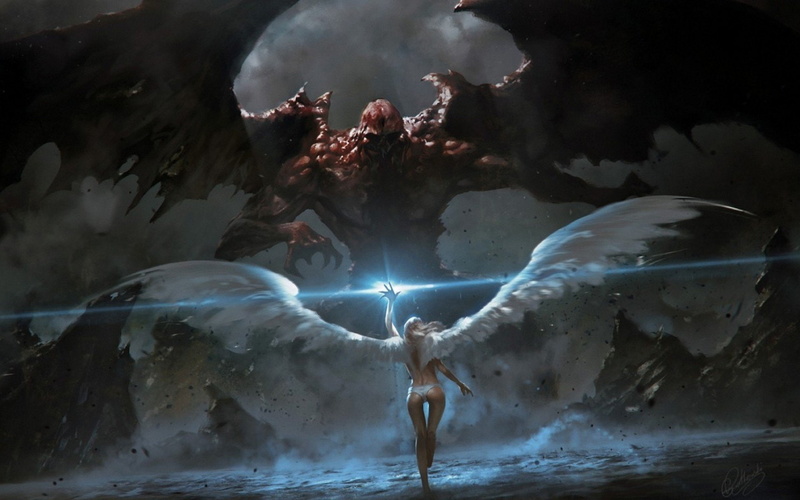 warrior, evil, good, angel, 1080P, fantasy