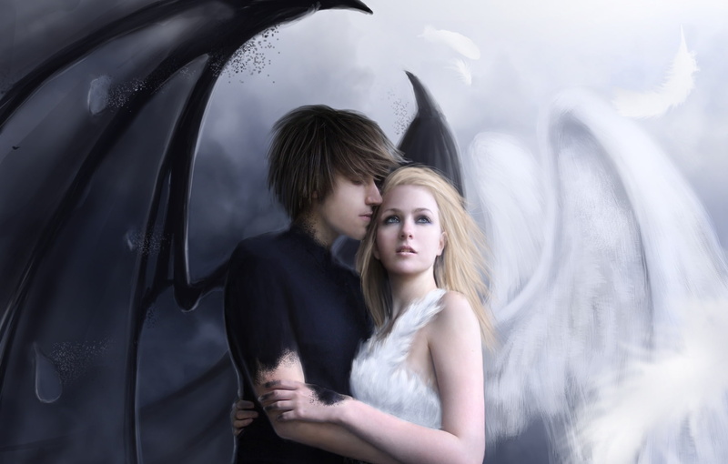 guy, Gothic, 720P, mood, love, angels, romance, girl, Dark, horror, fantasy, Alarm, men, Good, Evil, women, white, black