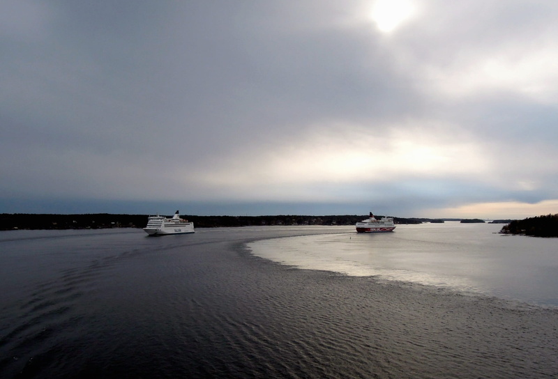 cloudy, scenics - nature, day, mode of transportation, water, Water, Ships, cruiser, Baltic, Sea, nature, meeting, island, cloud - sky, Cruise, cruise ship