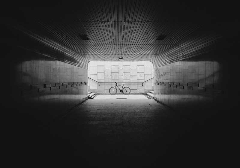 subway, passage, people, wall - building feature, light at the end of the tunnel, mode of transportation, indoors, day, bike, tunnel, undergrade, the way forward