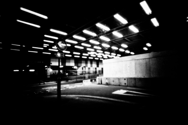 transportation, pinhole, architecture, white, illuminated, night, parking garage, subway, motor vehicle, mode of transportation, the way forward, direction