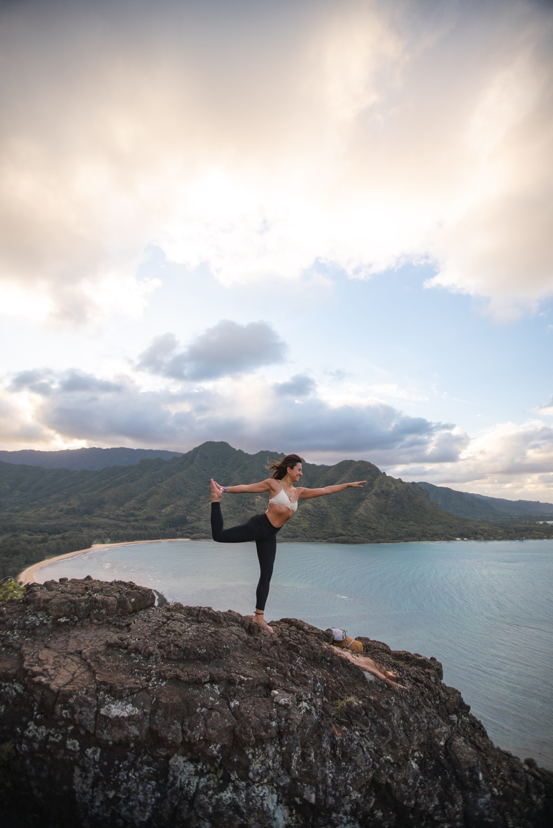 rock, leg, leisure activities, tranquil scene, sport, dance pose, land, scenics - nature, healthy lifestyle, full length, yoga, young women, tranquility