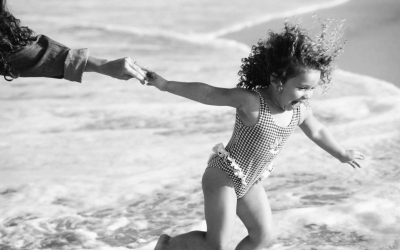 one Person, girls, vacations, beach, caucasian Ethnicity, childhood, daughter, nature, people, bathing, black And White, casual clothing, sea, summer, laughing