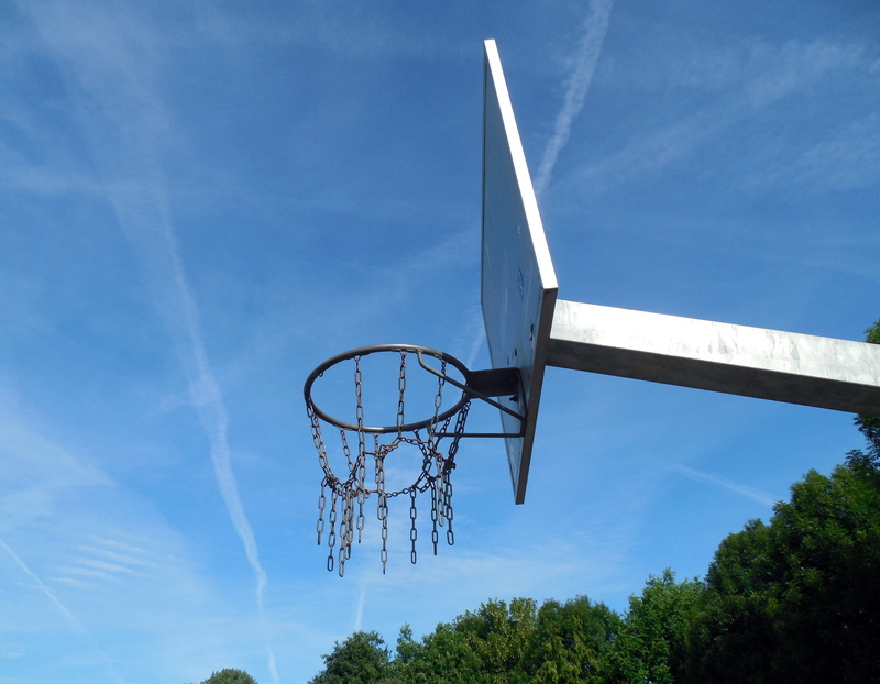 nature, play, chain, net - sports equipment, basketball, sky, 2K, basket, low angle view, tree, technology, plant, urban, basketball - Sport, leisure