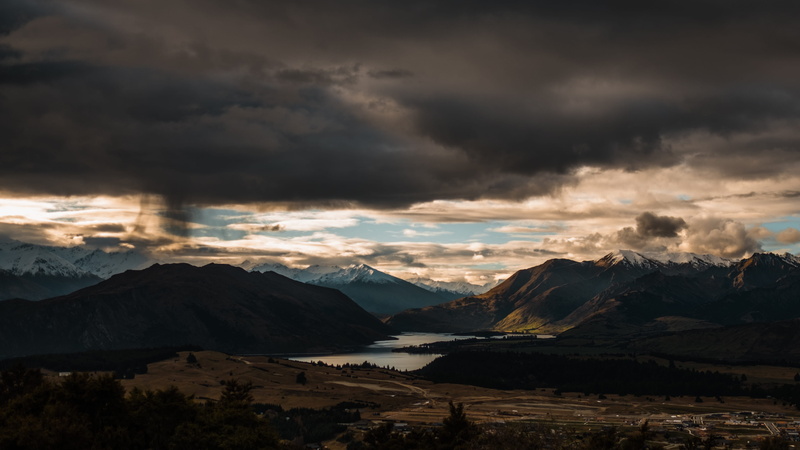 forest, 4K, environment, cloud, sunset, overcast, outdoors, mountain, ominous, cloud - sky, sky, non-urban scene, storm, snow, dramatic sky, lake, snowcapped mountain