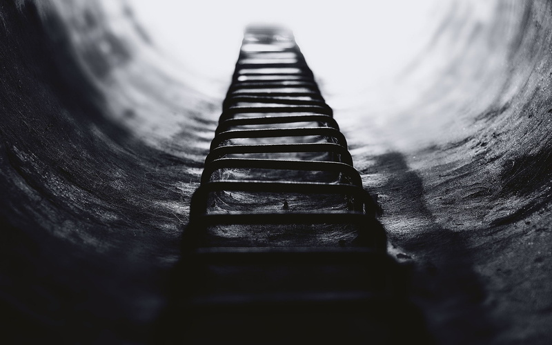 field, photography, depth, 1080P, steel, blurred, depth of field, grey, ladder, metal, ladders
