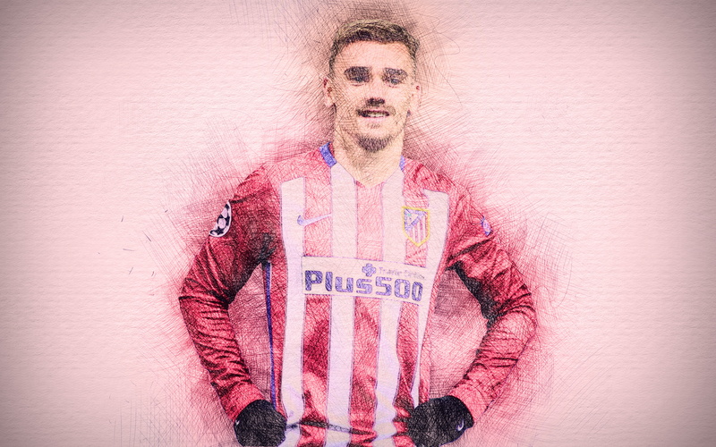 4K, Atlético Madrid, French, Antoine Griezmann, Soccer