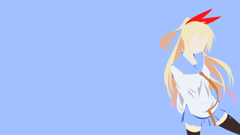 minimalism, school uniform, vector, thigh-highs, anime vectors, skirt, blonde, simple background, Nisekoi, 1080P, simple, Kirisaki Chitoge, anime girls