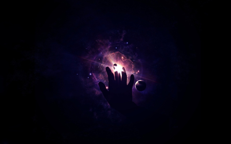 space, laying, hand, illustration, stars, 2K, reaching, grass