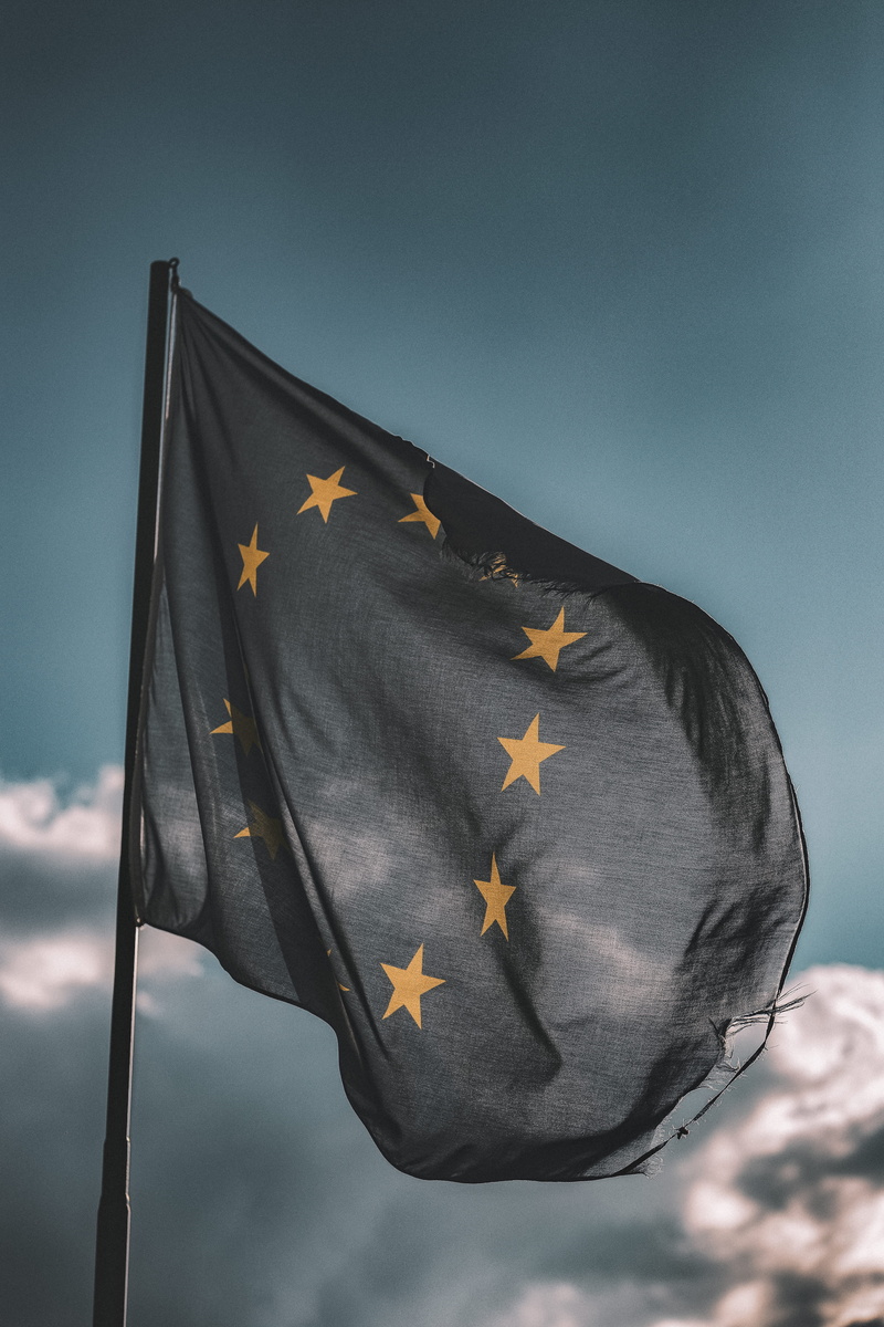 daylight, flagpole, waving, nature, outdoors, low angle view, close, day, european, environment, focus on foreground, european flag, pride, photography