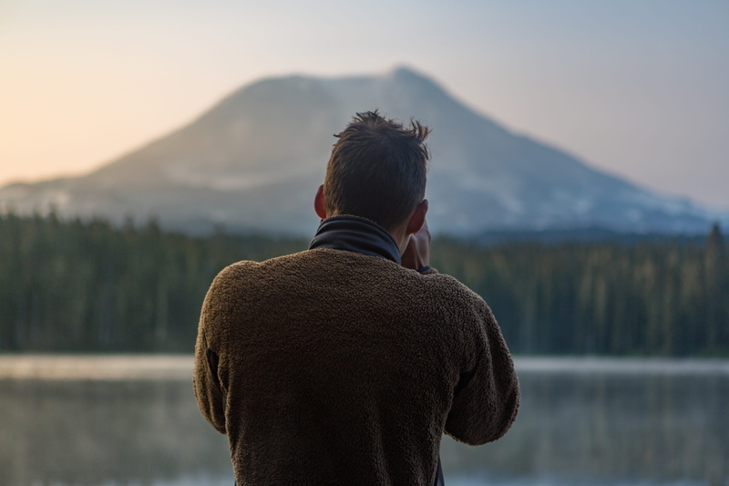 person, beauty in nature, vacations, day, lifestyles, water, focus on foreground, mountain range, rear view, capture, snow, 5K, people, sunset, sunrise