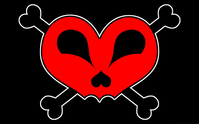 romance, skull, crossbones, horror, dark, emo, 2K, love, heart