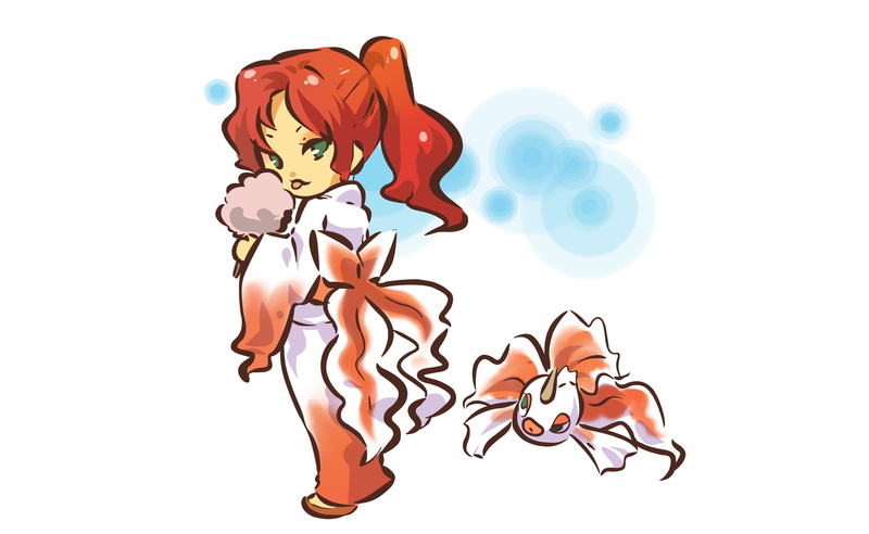 no people, white background, mammal, Anime, art and craft, trainer, food and drink, Goldeen, human representation, indoors, female, digital