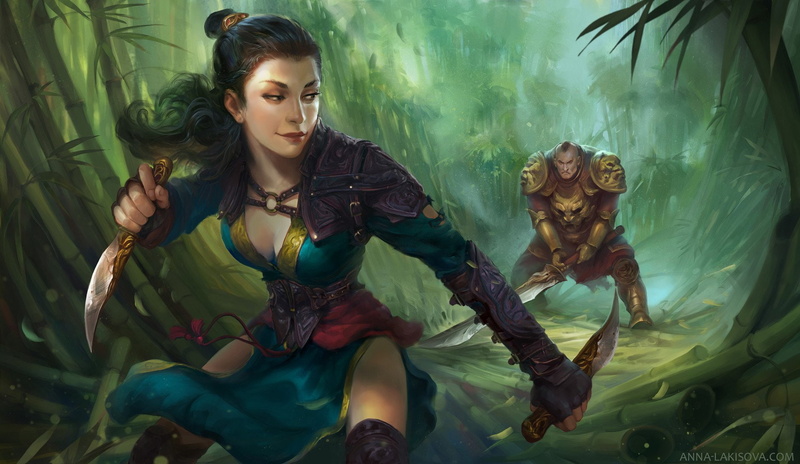 Fantasy, Women Warrior, Ponyta (Pokémon), 1080P, Black Hair, Sword, Warrior, Girl, Woman Warrior, Bamboo, Dagger