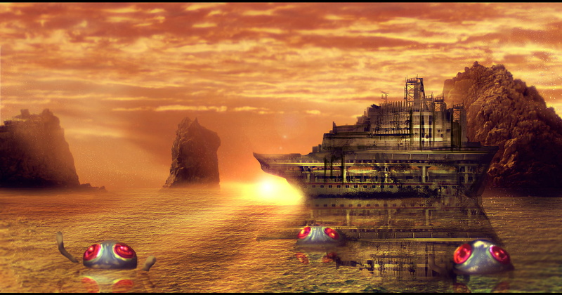 Ship, Pokémon, Sea, 720P, Tentacruel (Pokémon), Sunset