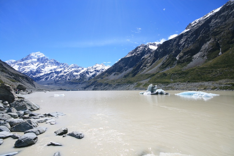 environment, wild, lake, rock, tranquility, landscape, mount cook, sky, tranquil scene, glacier, 4K, mountain range, scenic, scenery, mountain, winter