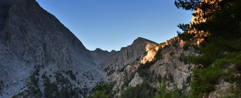 mountain, transition, beauty in nature, rock - object, sunrise, crete, gorge, mountain range, greece, landscape, no people, tree, environment, coniferous tree
