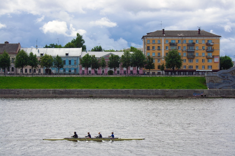boating, town, tree, house, tver, river, group of people, sport, russia, team, challenge, row, travel, boat, nautical vessel, real people, outdoors, riverside
