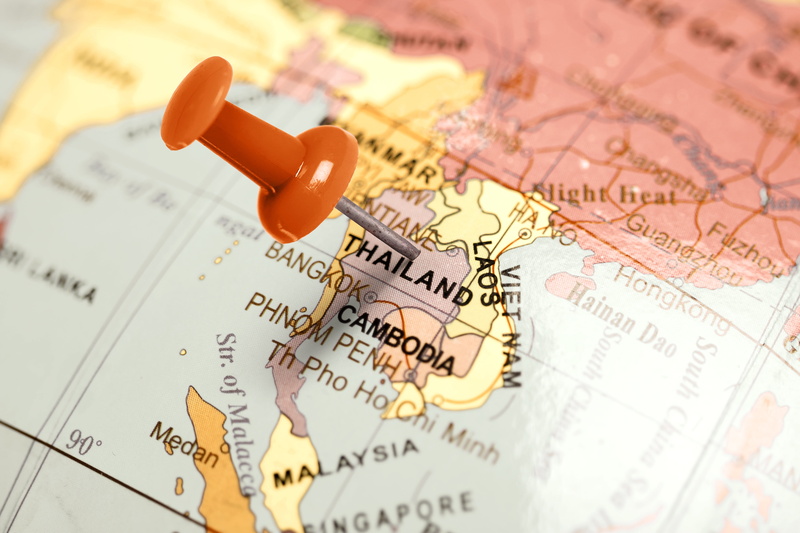Asia, tack, Thailand, map, 5K