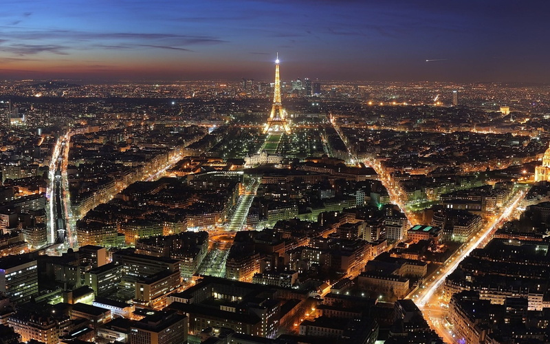 modern, nature, crowded, Paris, 1080P, crowd, tower, architecture, illuminated, office building exterior, aerial view, built structure, building exterior