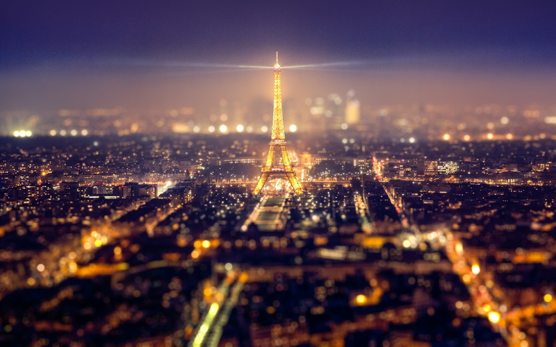 town, 2K, Night, lights, home, tilt shift, city, Eiffel Tower, eiffel, Paris, metropolis, tower