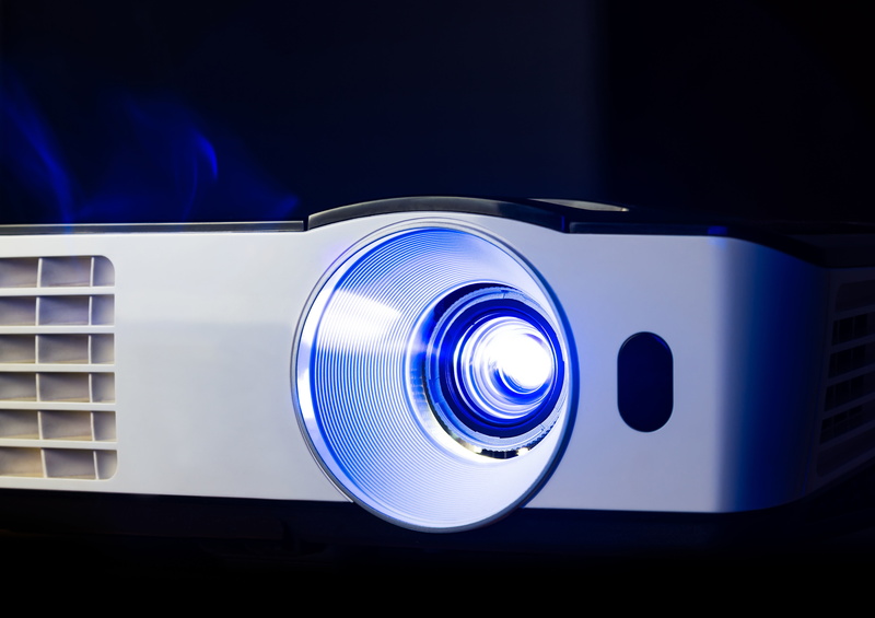 hi-tech, you Lai you Wang, technology, 5K, blur, cinema, bokeh, macro, blue background, video projector, gray, projector