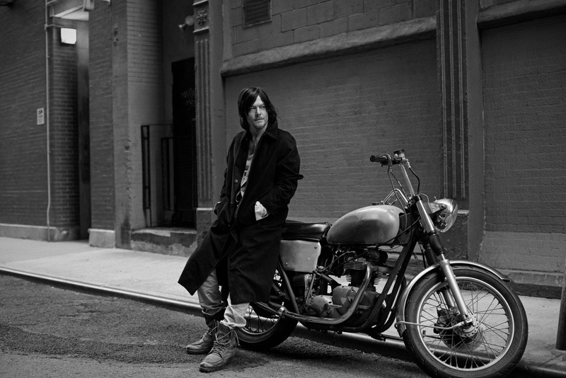Celebrity, American, Motorcycle, 1080P, Actor, Black and White, Norman Reedus