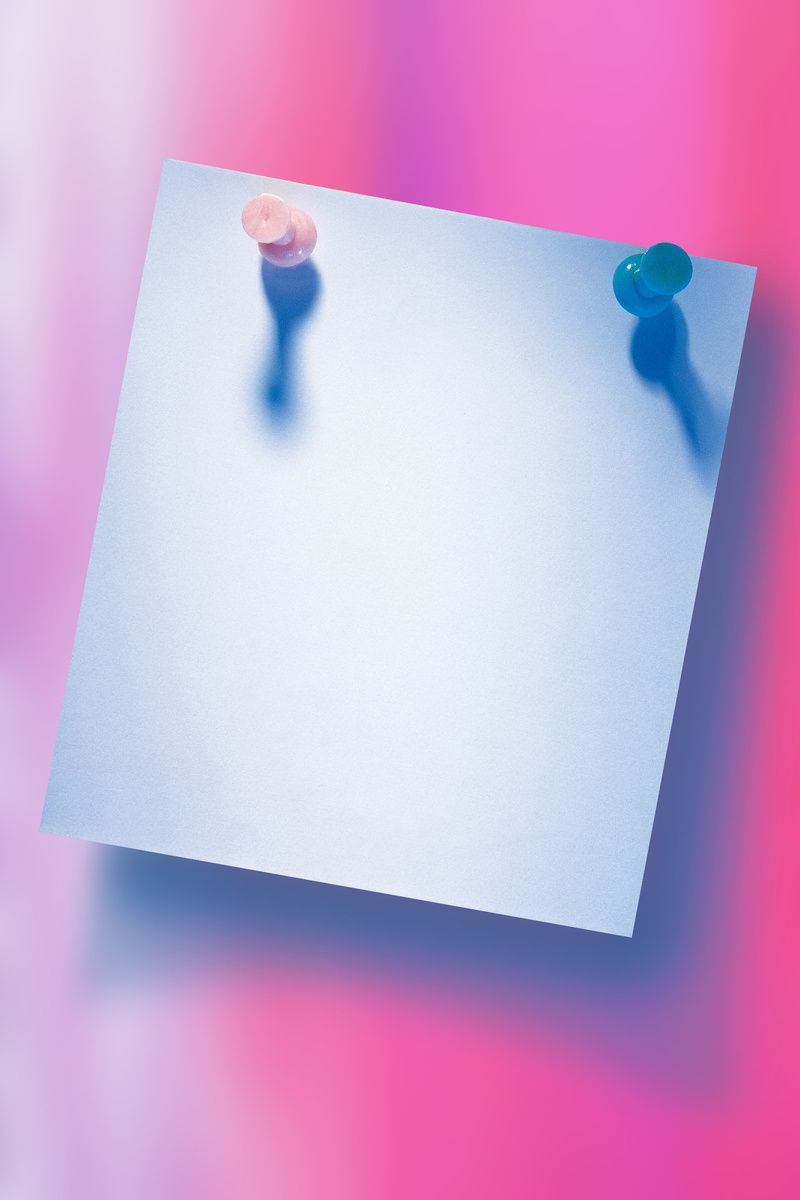 pink, pin, reminder, high angle view, memo, pinned, office supply, adhesive note, note pad, paper, pink color, note, communication, copy space, no people