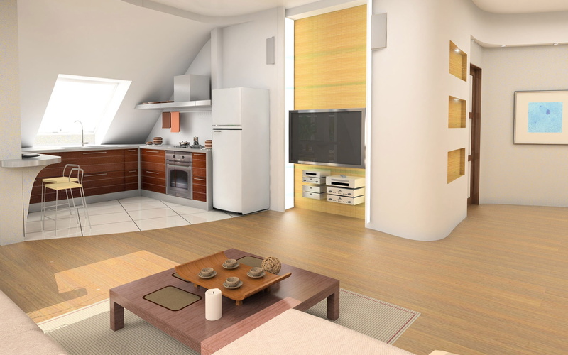 home showcase interior, microwave, 1080P, home Interior, oven, wall - Building Feature, apartment, furniture, home, table, decor, style, room, residential Building