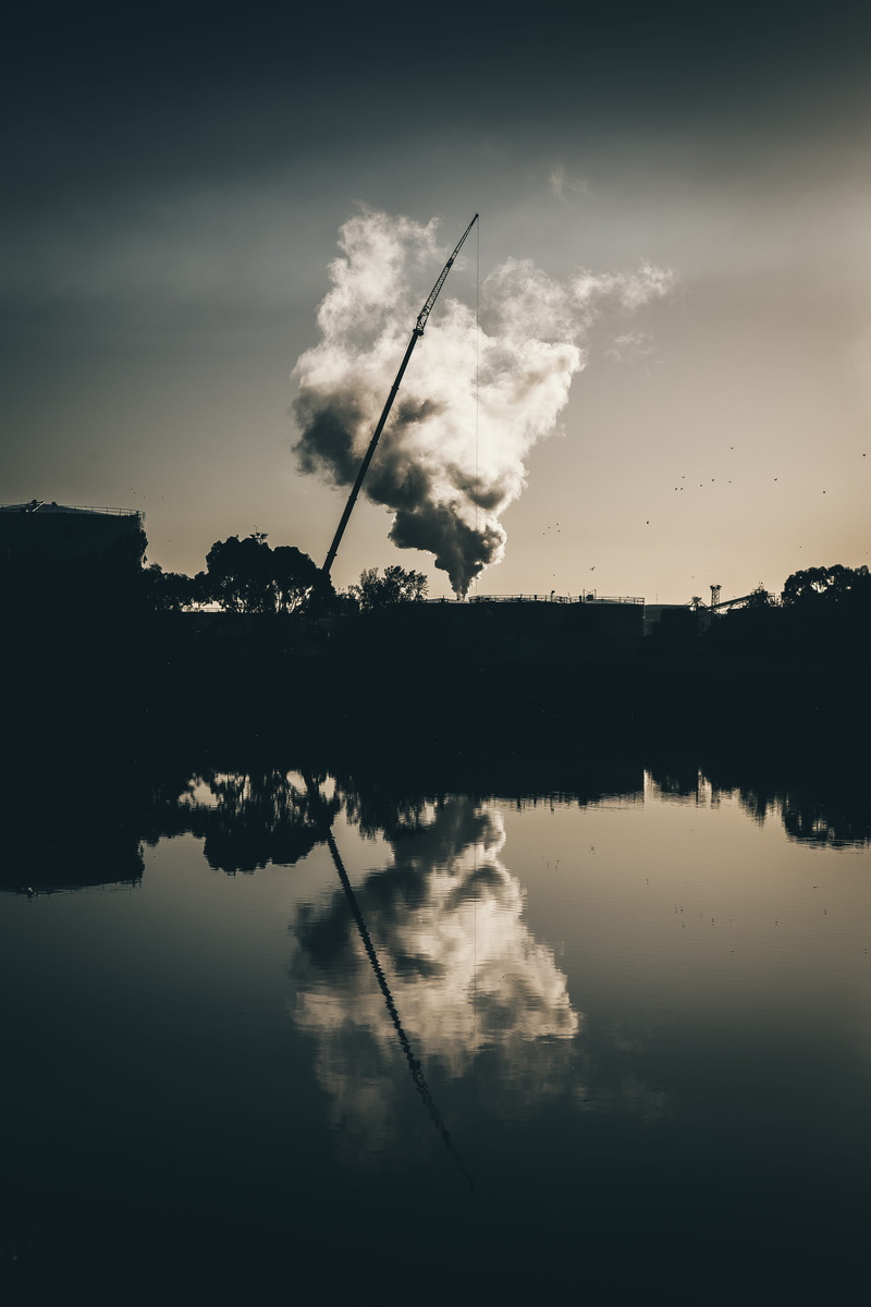 water, silhouette, beauty in nature, body, sky, tree, neighborhood, explore, black and white, smoke - physical structure, cloud - sky, walking, outdoors