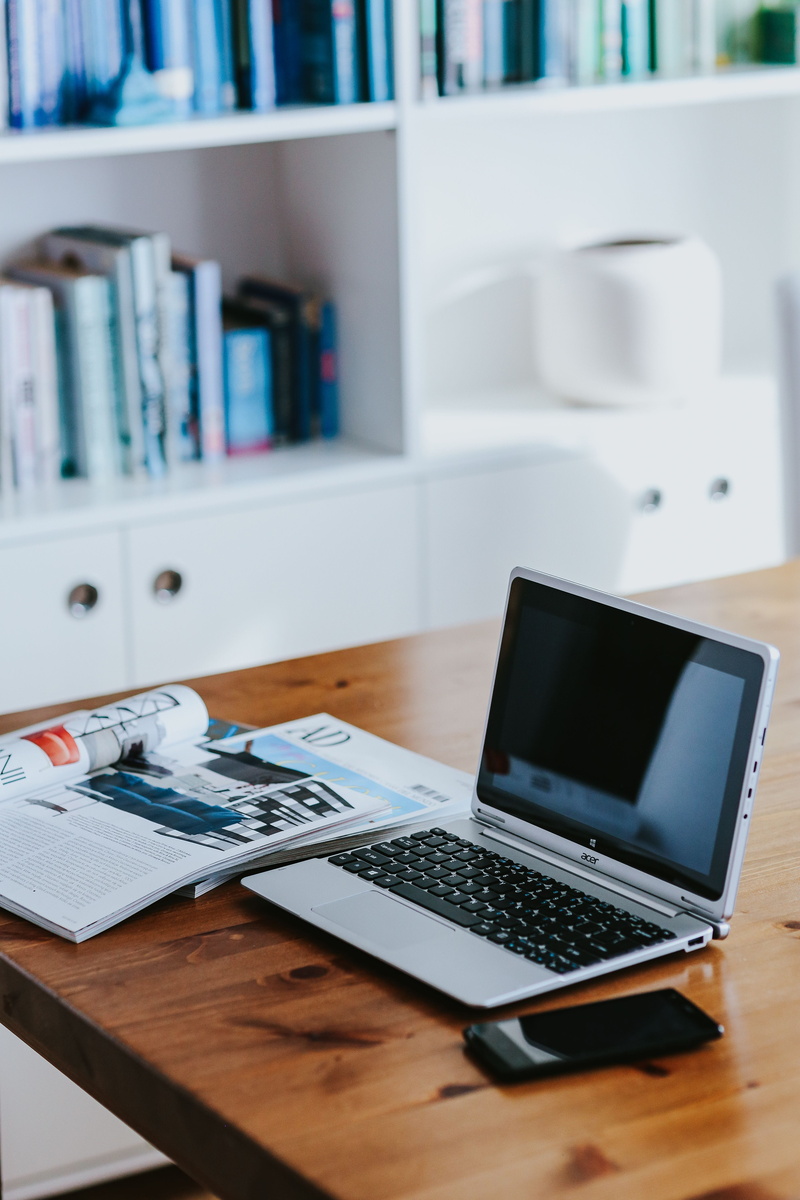 home Interior, publication, still life, magazines, camera, book, notebook, calculator, indoors, focus on foreground, pC, laptop, wood - Material, items