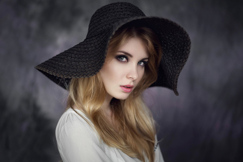 PORTRAIT, Maxim Guselnikov, Irina Popova, hat, 1080P, Ira, STUDIO