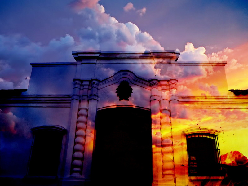 july 9, orange color, built structure, low angle view, building, nature, entrance, house, day, city, pollution, outdoors, digital composite, historic, Historic House