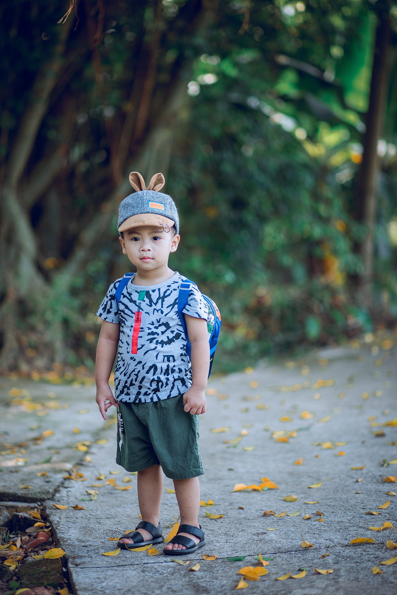 shirt, young, kid, standing, boys, front view, road, focus on foreground, cute, 4K, child, men, toddler, full length, baby, joy, pavement, boy, casual clothing