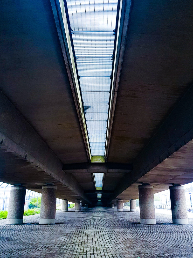 no people, low light, pass, in a row, concrete, day, under, bridge - man made structure, underpass, built structure, transportation, architectural column