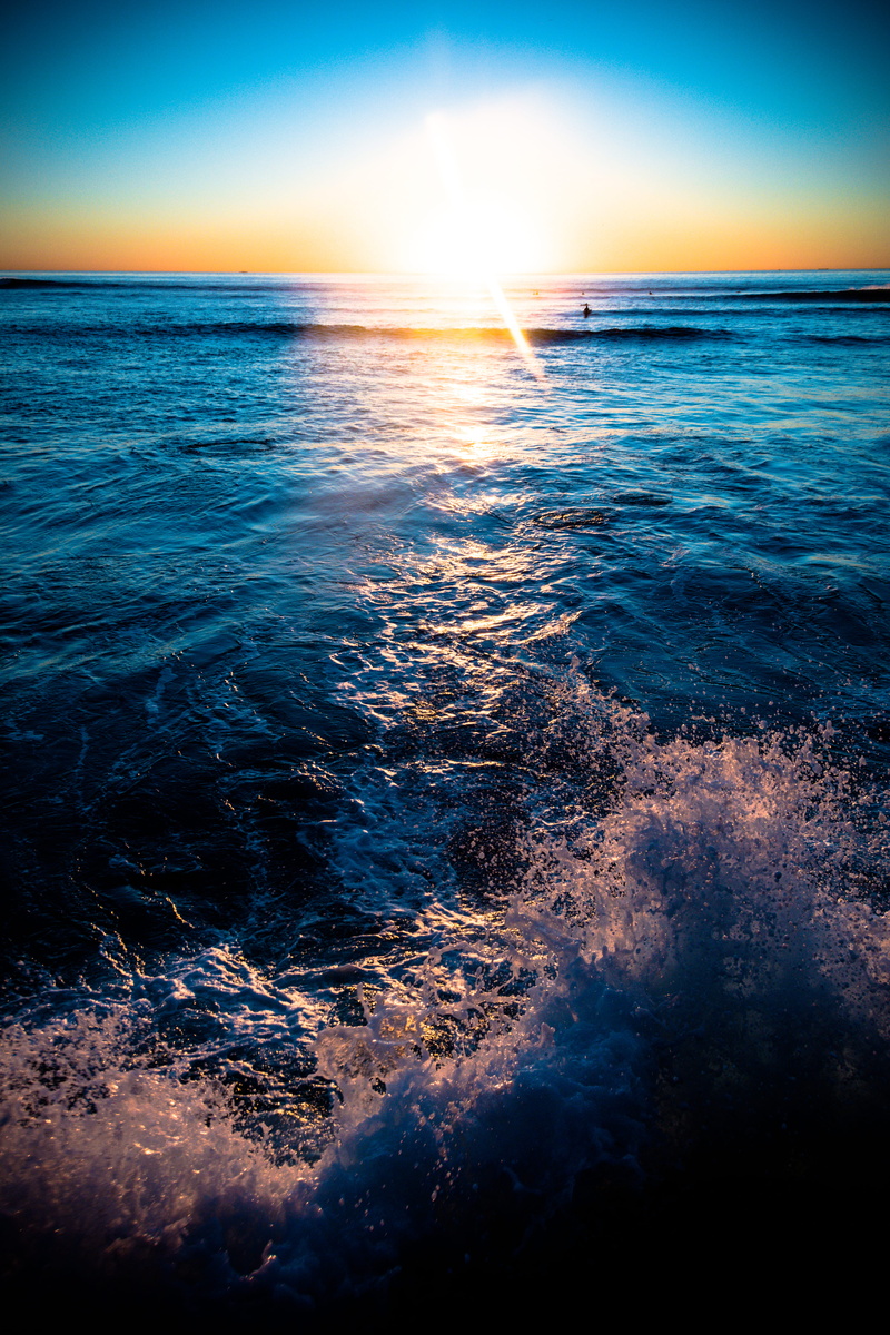 sun, beauty in nature, sea, no people, ocean, turbulence, horizon, motion, horizon over water, water, wave, land, nature, scenics - nature, tranquility