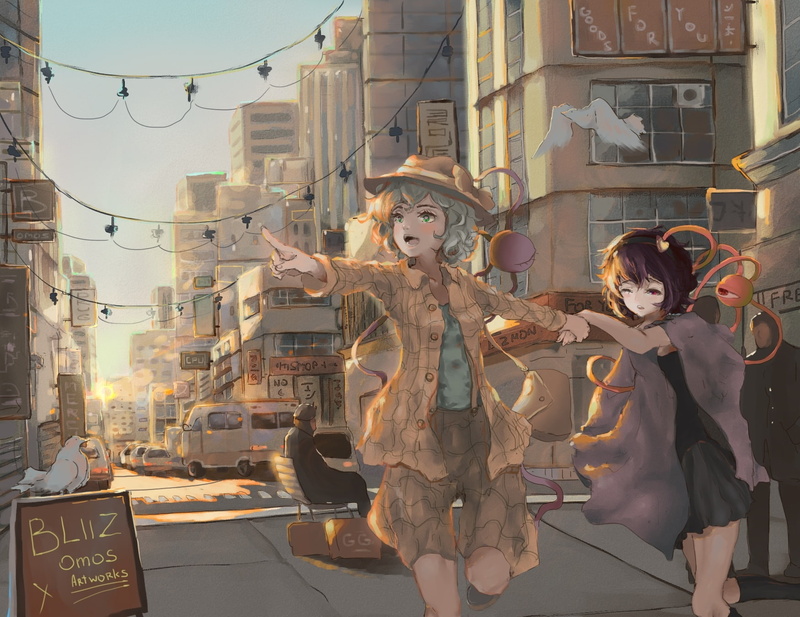 costume, artwork, representation, building exterior, creativity, celebration, buildings, street, people, komeiji satori, touhou, day, human representation