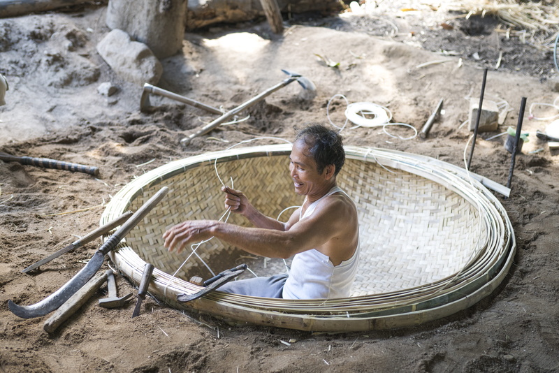 leisure activity, scenic, sand, man, environment, daylight, lifestyles, landscape, one person, bamboo, full length, making, mid adult, person, shirtless